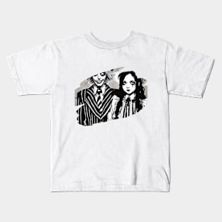 beetlejuice and wednesday adams  manga style Kids T-Shirt